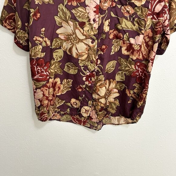 VTG 90s Royal Wear Purple Multicolored Floral 100% Blouse Shirt Size M Button Up - Picture 3 of 9